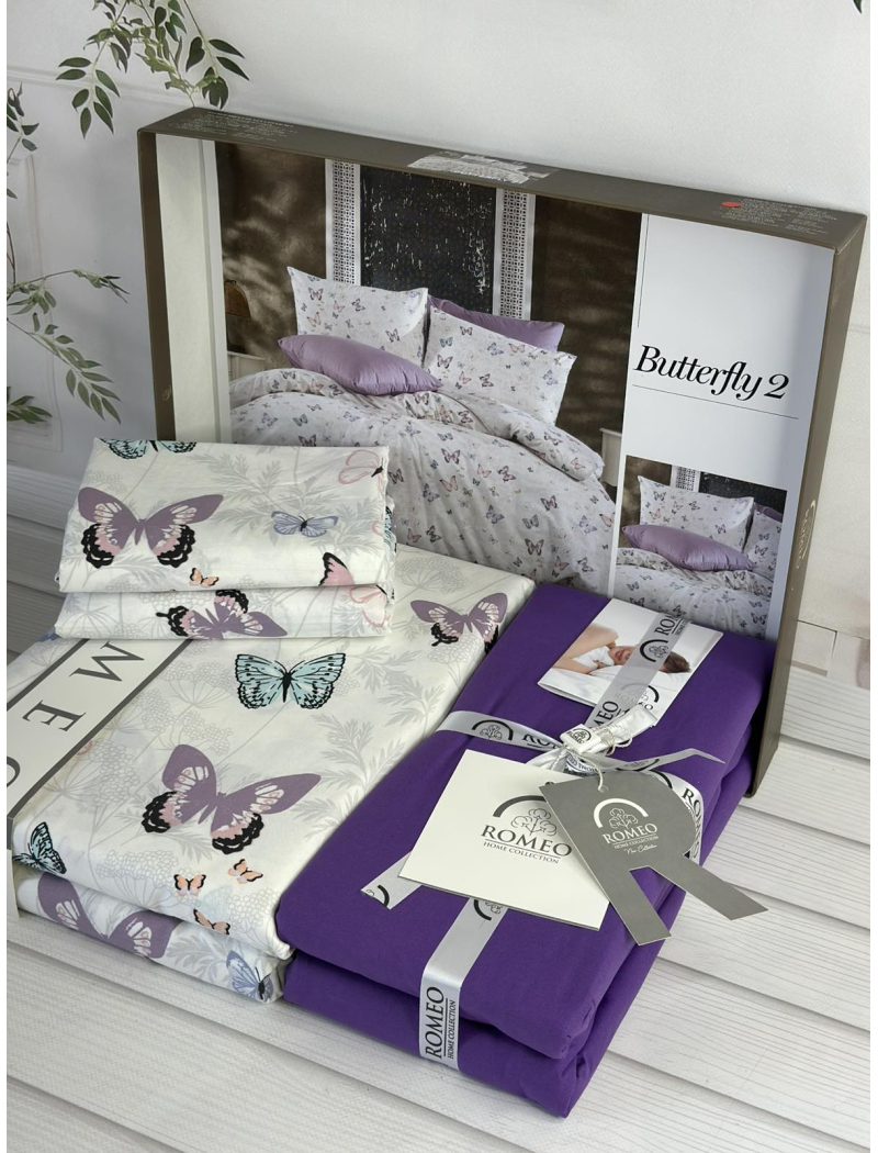 Poplin Butterfly 2 постіль з поплин. Євро розмір. Romeo home Туреччина.