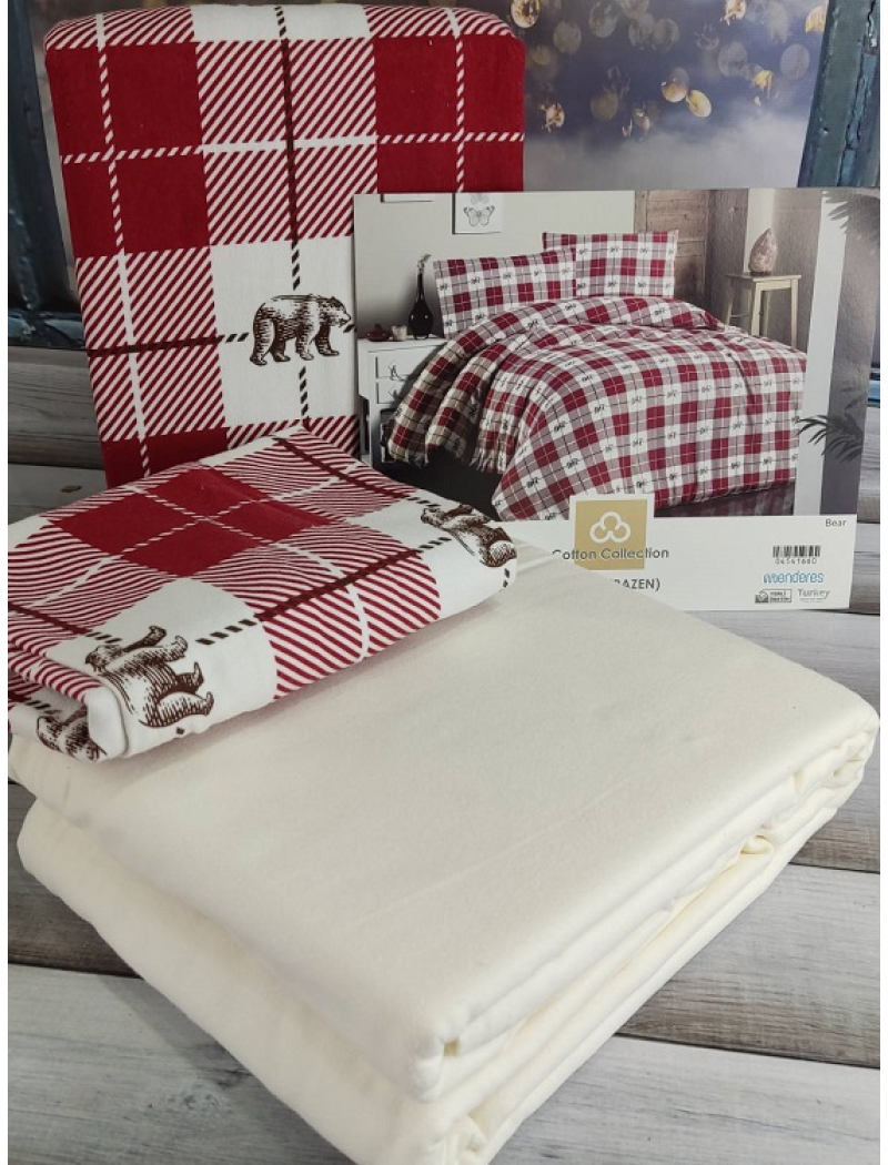 Bear полуторна фланелева постіль. Cotton collection Туреччина