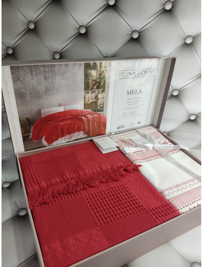 Mela kirmizi Літній набір з вафельним покривалом. Irina Home Туреччина
