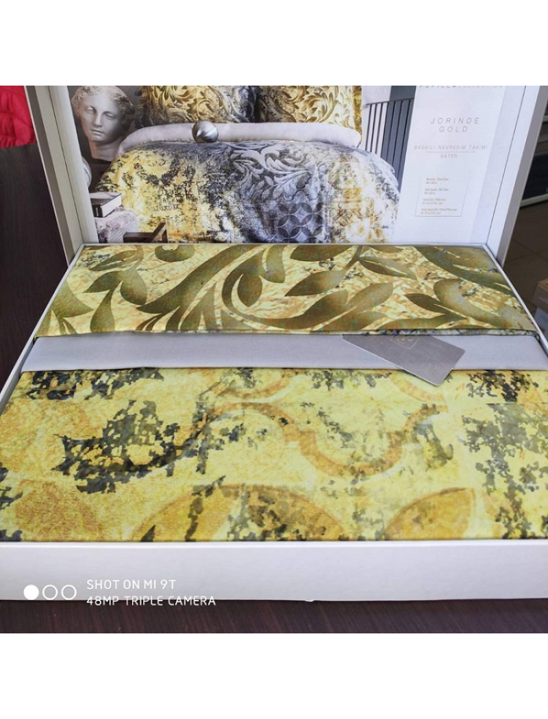 Jorinda gold 3D сатинова постіль. Євро розмір. Pupilla Туреччина.