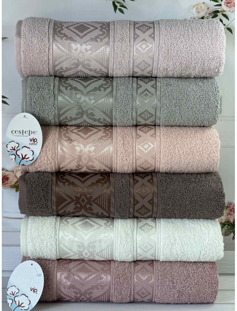 Vip cotton Falfa махрові рушники 70х140см., 6 шт/уп. CestepeТуреччина.