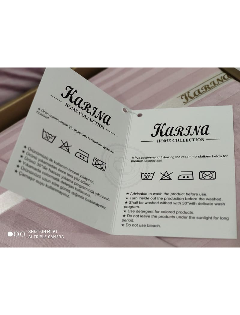 Krem сатин-страйп, постільна білизна. Євро розмір. Karina Туреччина