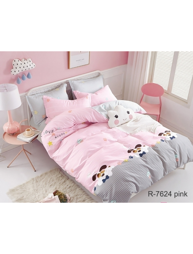 Комплект постільної білизни з компаньйоном R7624 pink