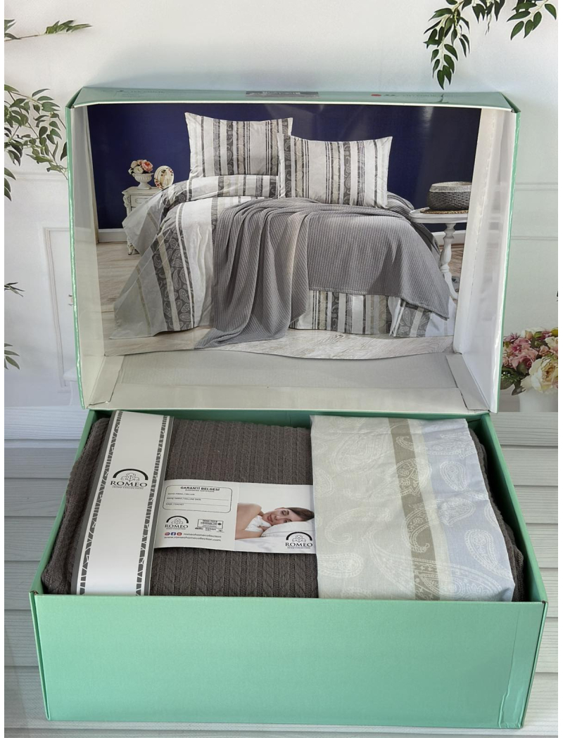 Antrasit Літній набір з Плед машинна в'язка. Romeo home Туреччина