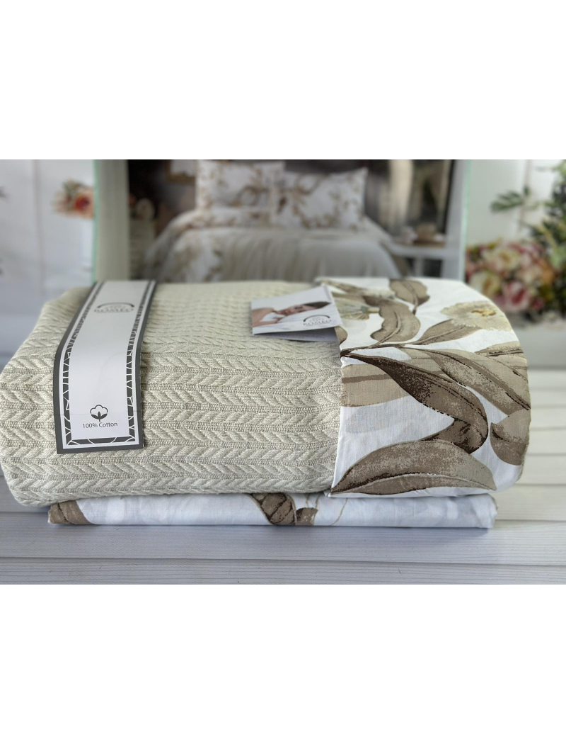 Bej Літній набір з Плед машинна в'язка. Romeo home Туреччина