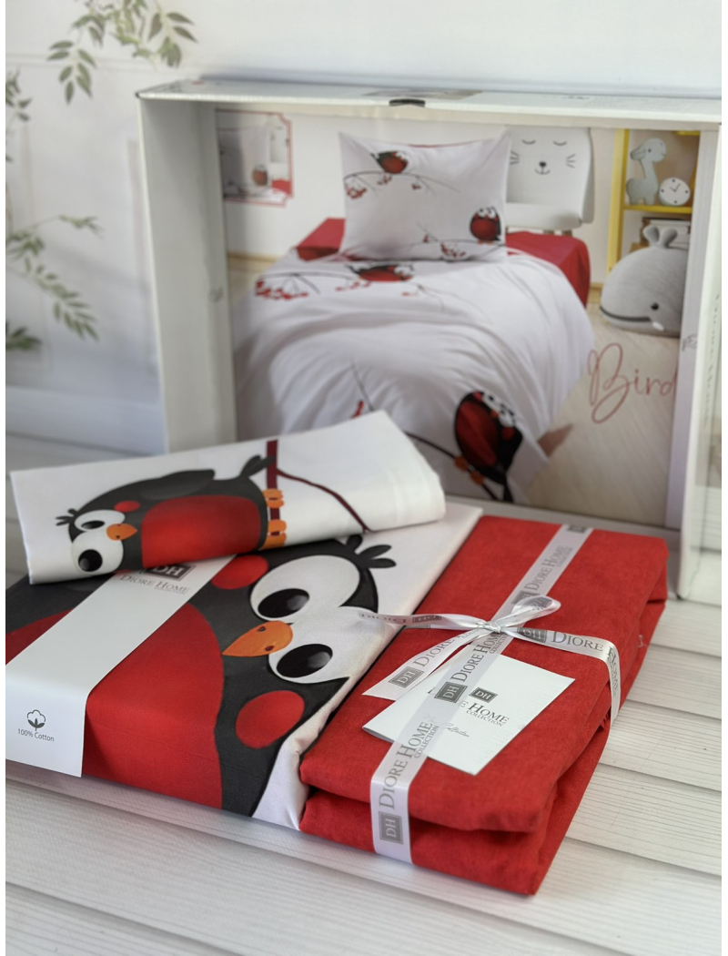 Bird дитча полуторна постільна білизна. Ранфорс. Romeo home Туреччина.