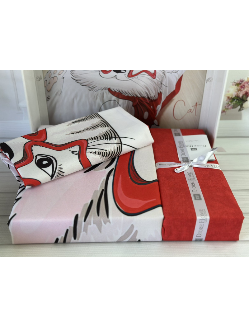 Cat дитча полуторна постільна білизна. Ранфорс. Romeo home Туреччина.