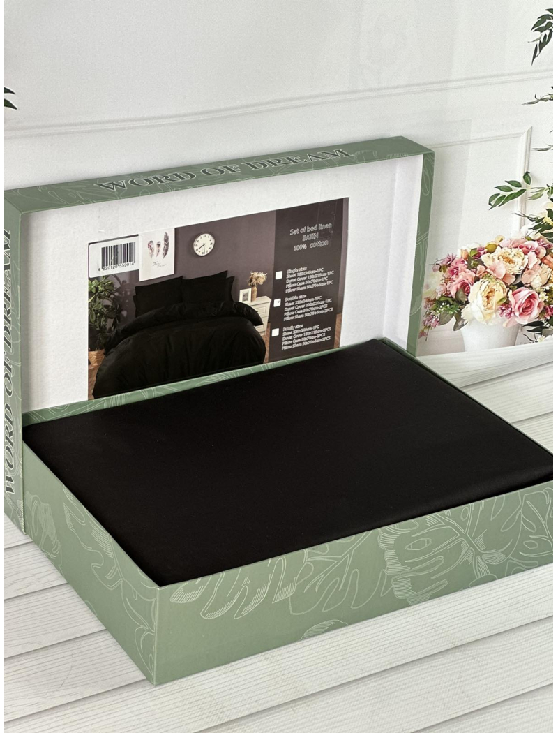 Siyah сатинова постільна білизна євро розміру. Word of dream.