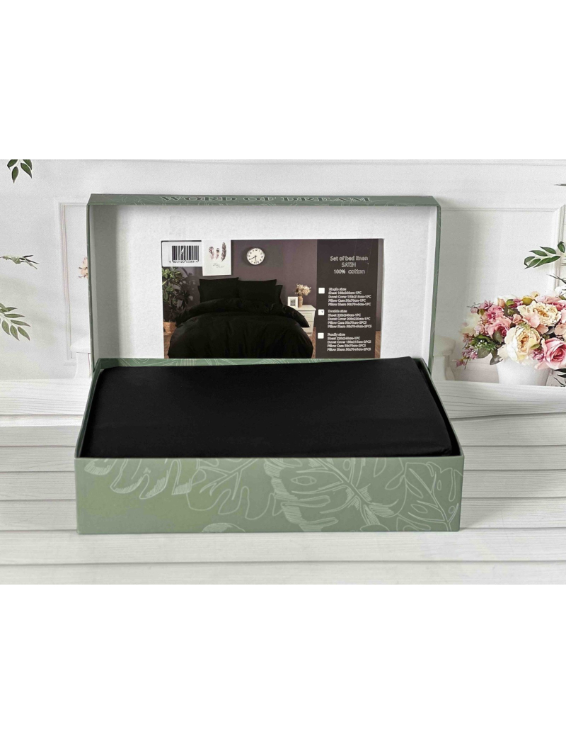 Siyah сатинова постільна білизна євро розміру. Word of dream.