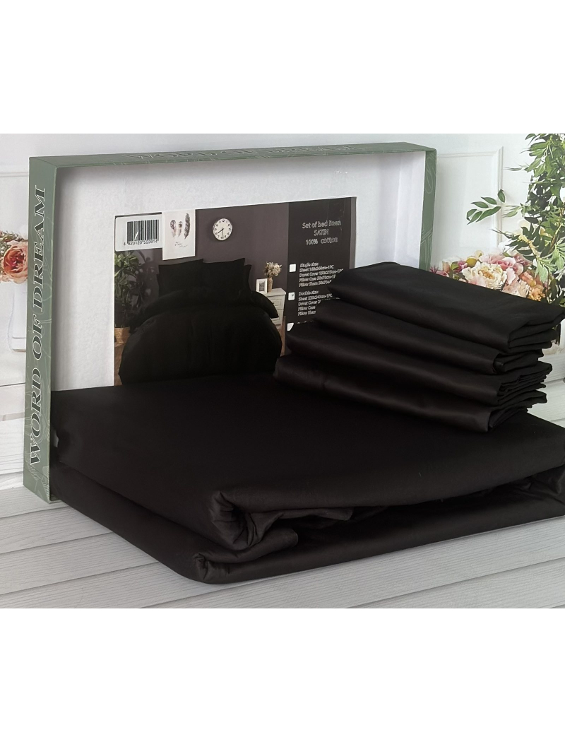Siyah сатинова постільна білизна євро розміру. Word of dream.