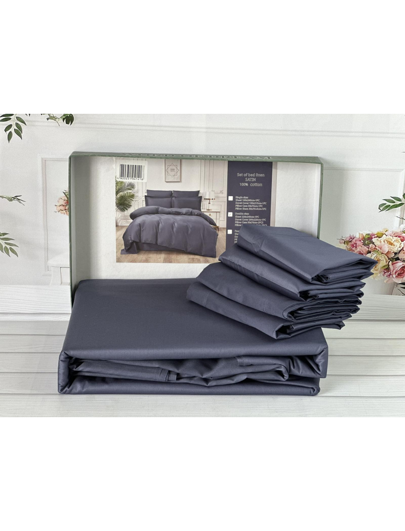 Antrasit сатинова постільна білизна євро розміру. Word of dream.
