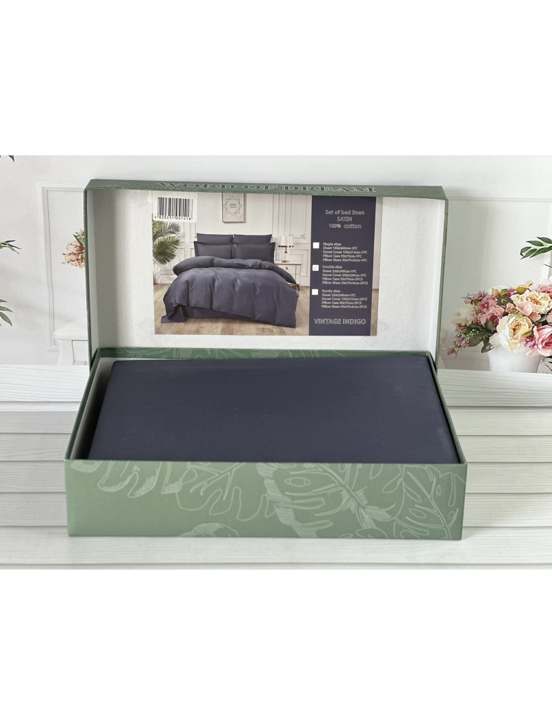 Antrasit сатинова постільна білизна євро розміру. Word of dream.