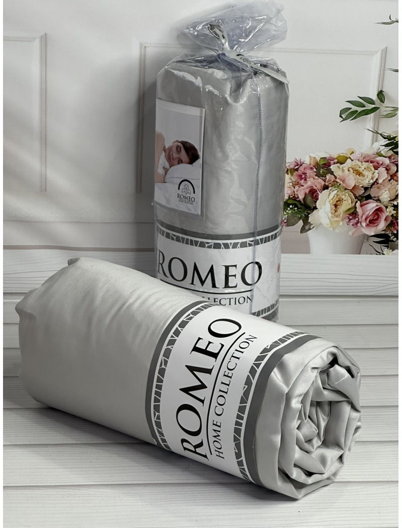 Duz Gri 180х200см., сатинове простирадло на резинці. RomeoТуреччина.