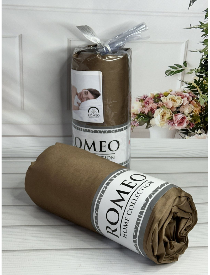 Duz kahve 180х200см., сатинове простирадло на резинці. RomeoТуреччина.