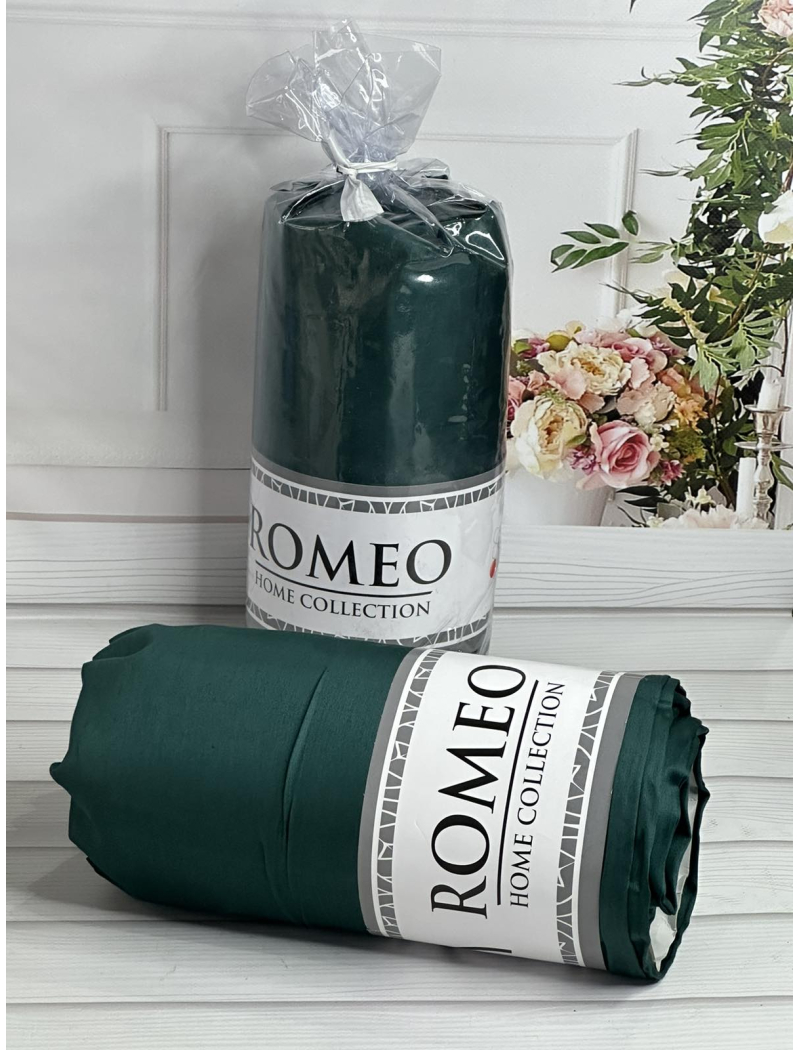 Duz yesil 180х200см., сатинове простирадло на резинці. RomeoТуреччина.