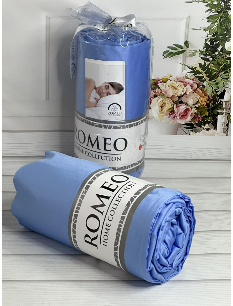 Duz Blue 180х200см., сатинове простирадло на резинці. RomeoТуреччина.
