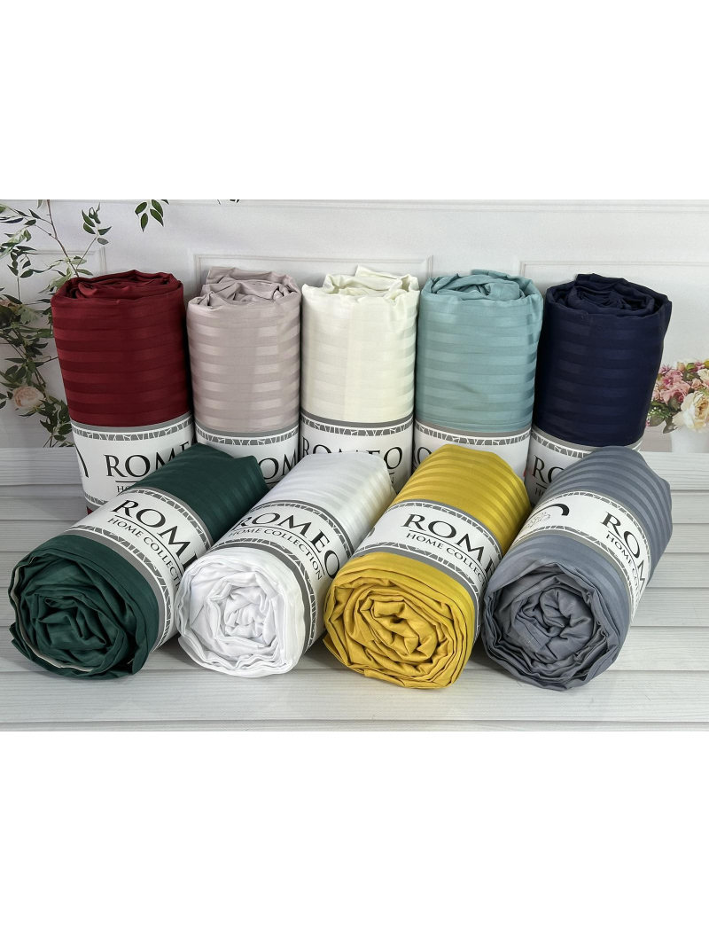 Line Antrasit 180х200см. Простирадло на резинці. Сатин-страйп. Romeo Туреччина.