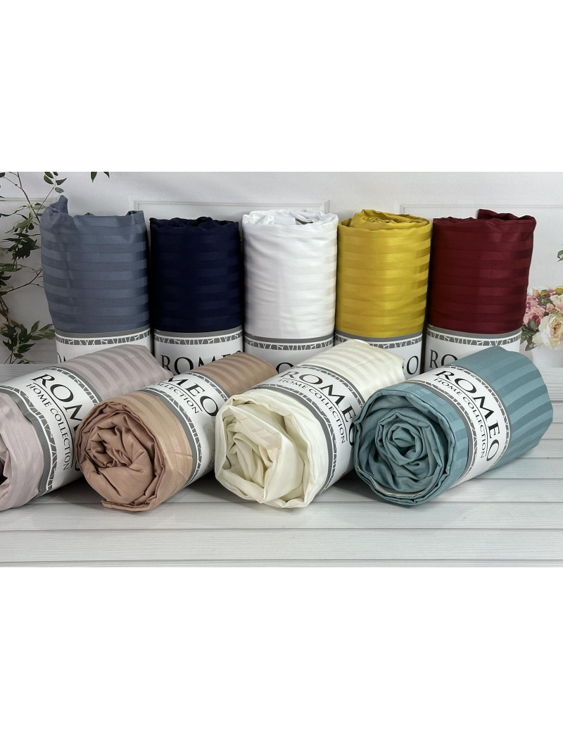 Line Sari 160х200см. Простирадло на резинці. Сатин-страйп. Romeo Туреччина.