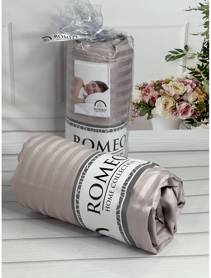 Line Lavanta 160х200см. Простирадло на резинці. Сатин-страйп. Romeo Туреччина.