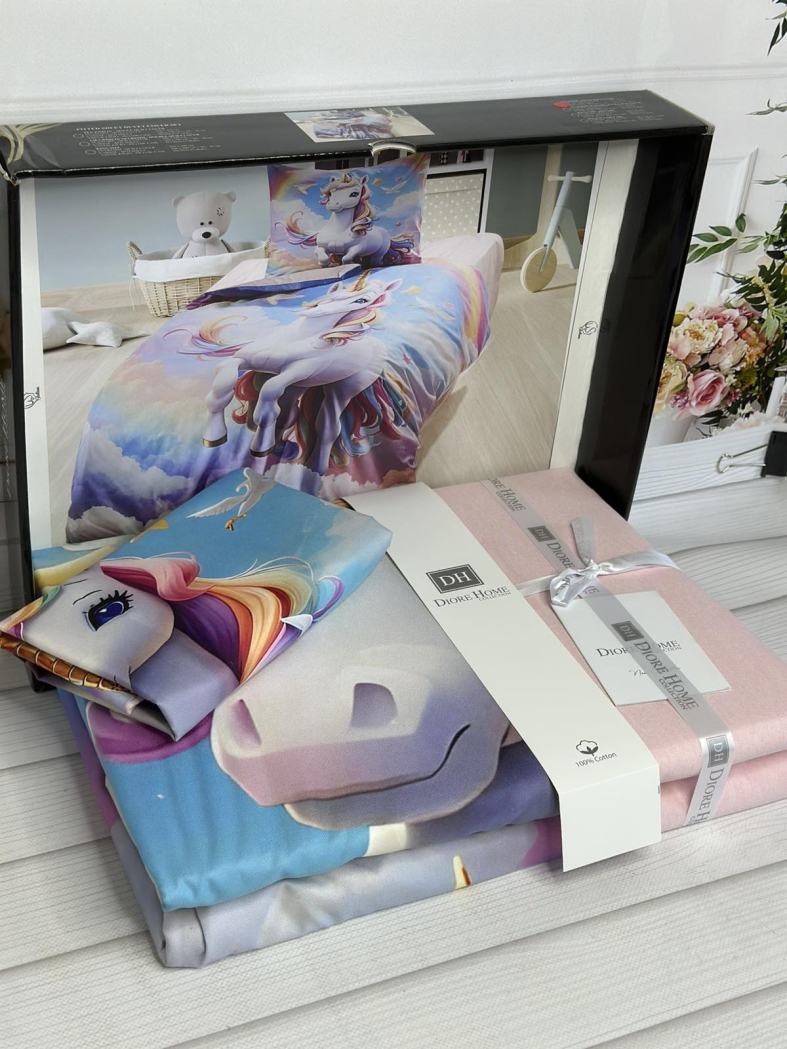 Edinorog дитяча полуторна постільна білизна. Ранфорс. Romeo home Туреччина.