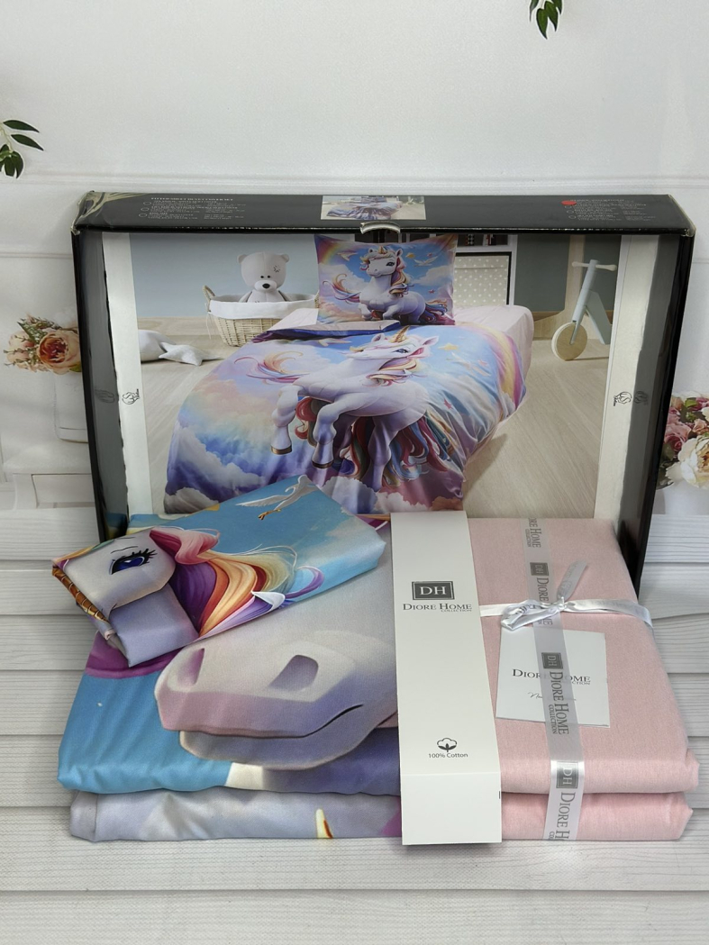 Edinorog дитяча полуторна постільна білизна. Ранфорс. Romeo home Туреччина.