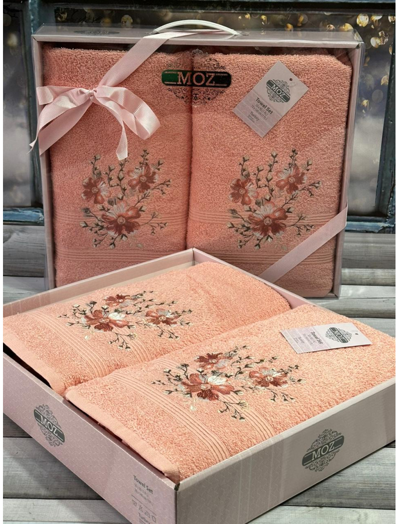 Moz cicek 02 2в1подарунковий набір рушників. 480 г/м2. Moz Туреччина.