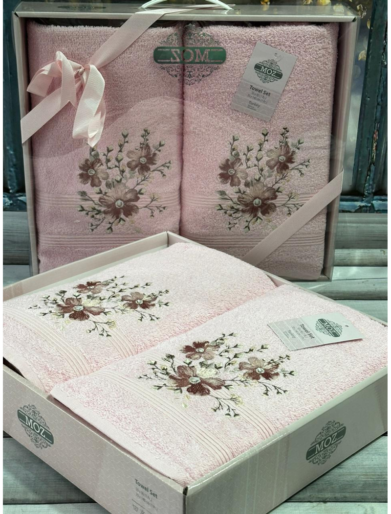 Moz cicek 06 2в1подарунковий набір рушників. 480 г/м2. Moz Туреччина.