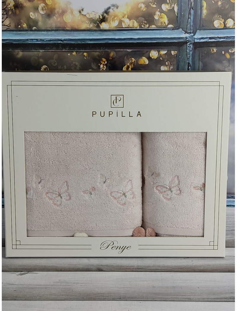 Pupilla 2в1 Sila butterfly pudra рушники з помпонами.Туреччина