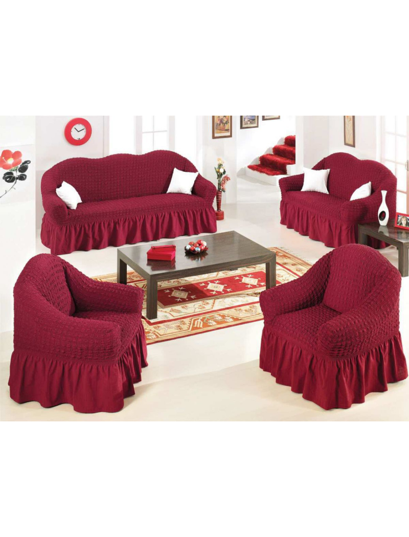 Golden. Bordo чохли на диван та крісла зі спідницею.
