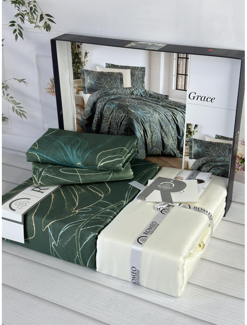 Grace сатинова постільна білизна. Євро розмір. Romeo home Туреччина.