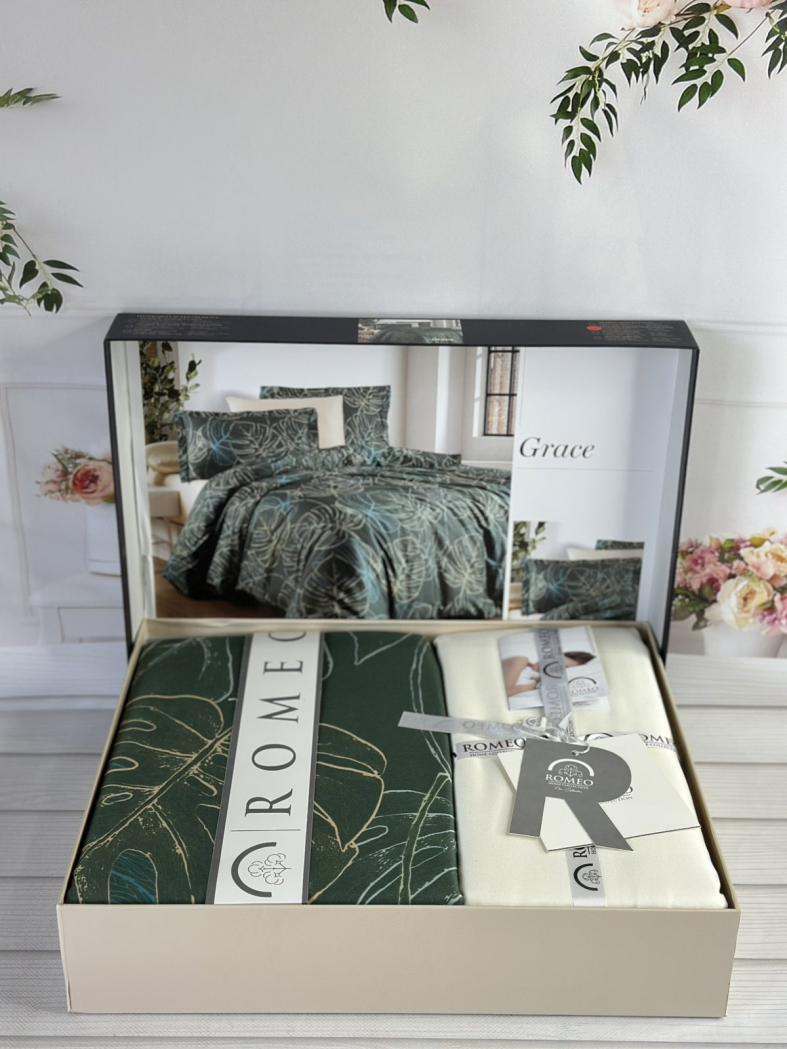 Grace сатинова постільна білизна. Євро розмір. Romeo home Туреччина.
