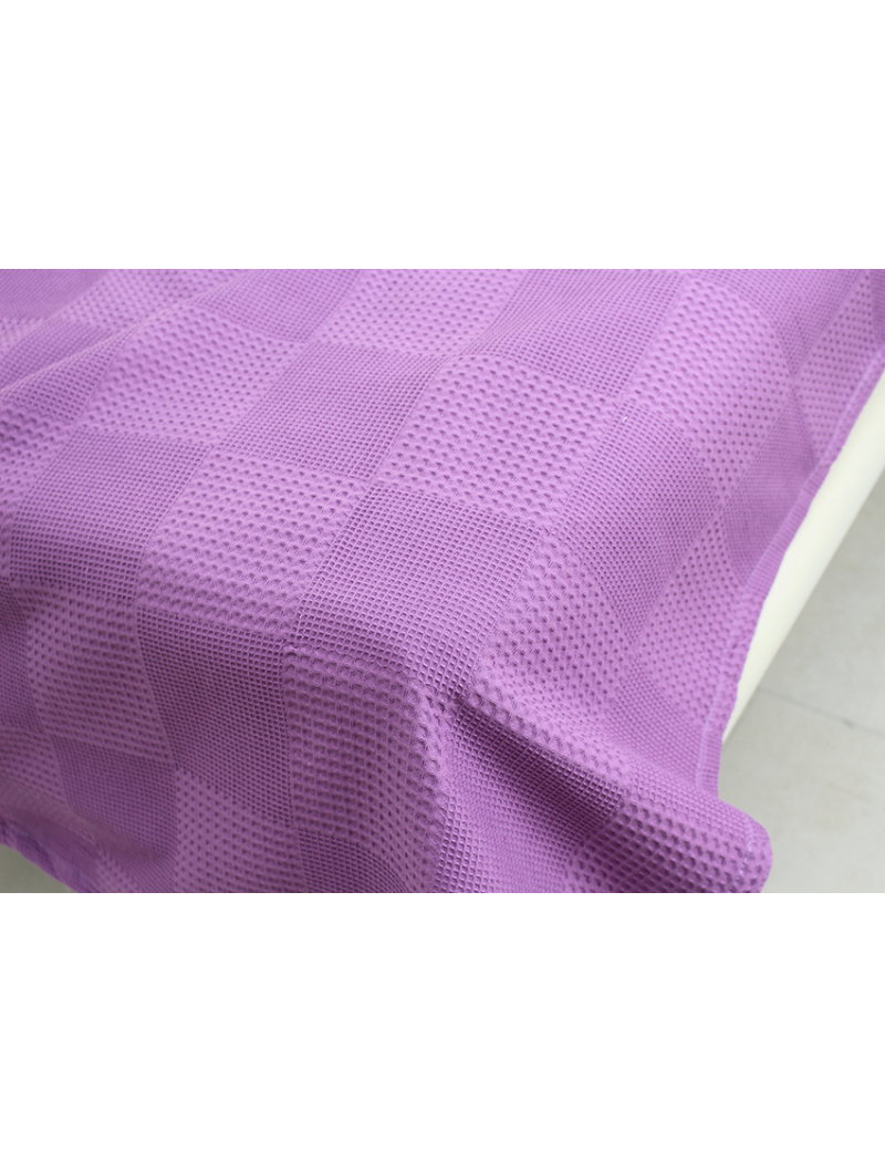 Простынь-покрывало пике 200х235 см. Клетка лаванда