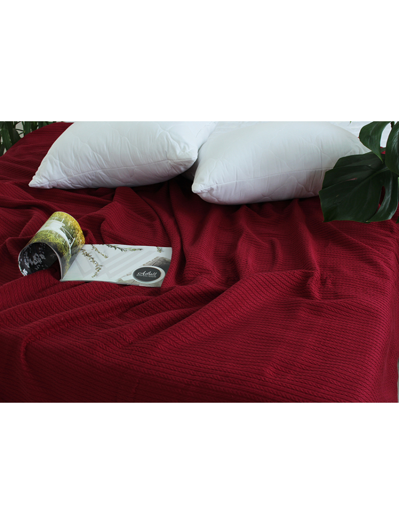 Простынь-покрывало пике 160х235 см. Косичка бордо