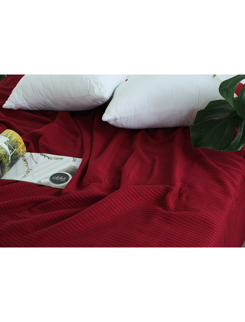 Простынь-покрывало пике 160х235 см. Косичка бордо