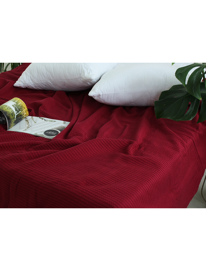 Простынь-покрывало пике 160х235 см. Косичка бордо