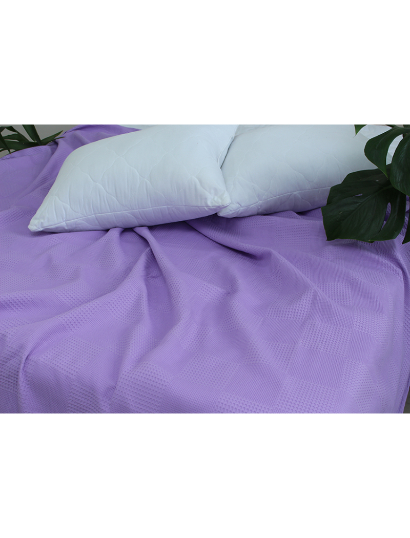 Простынь-покрывало пике 200х235 см. Клетка сиреневая