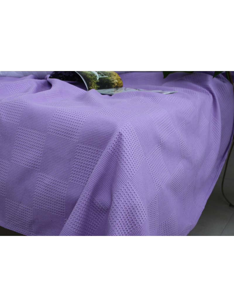 Простынь-покрывало пике 200х235 см. Клетка сиреневая