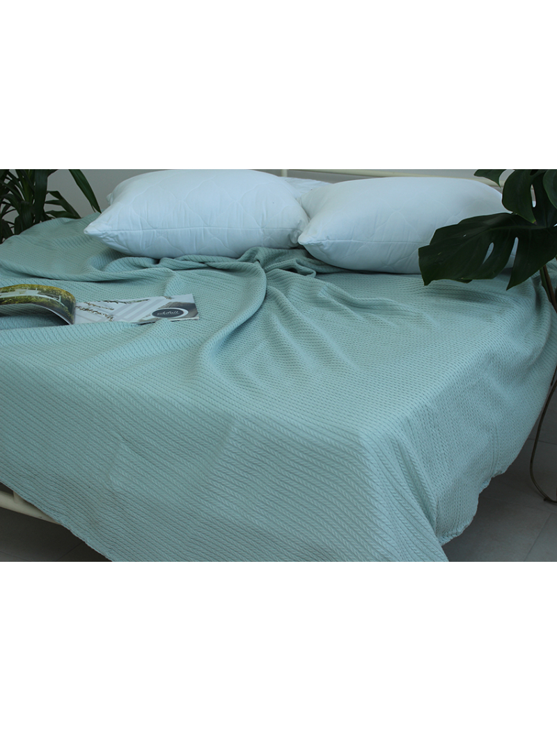Простынь-покрывало пике 160х235 см. Косичка голубая
