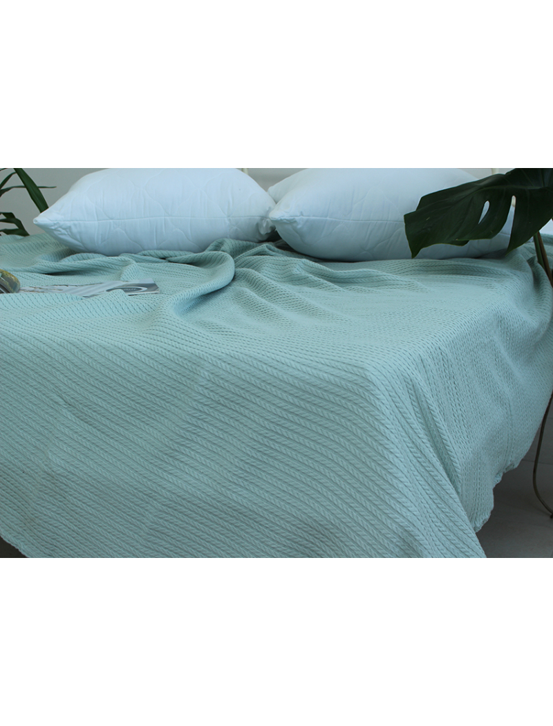 Простынь-покрывало пике 200х235 см. Косичка голубая