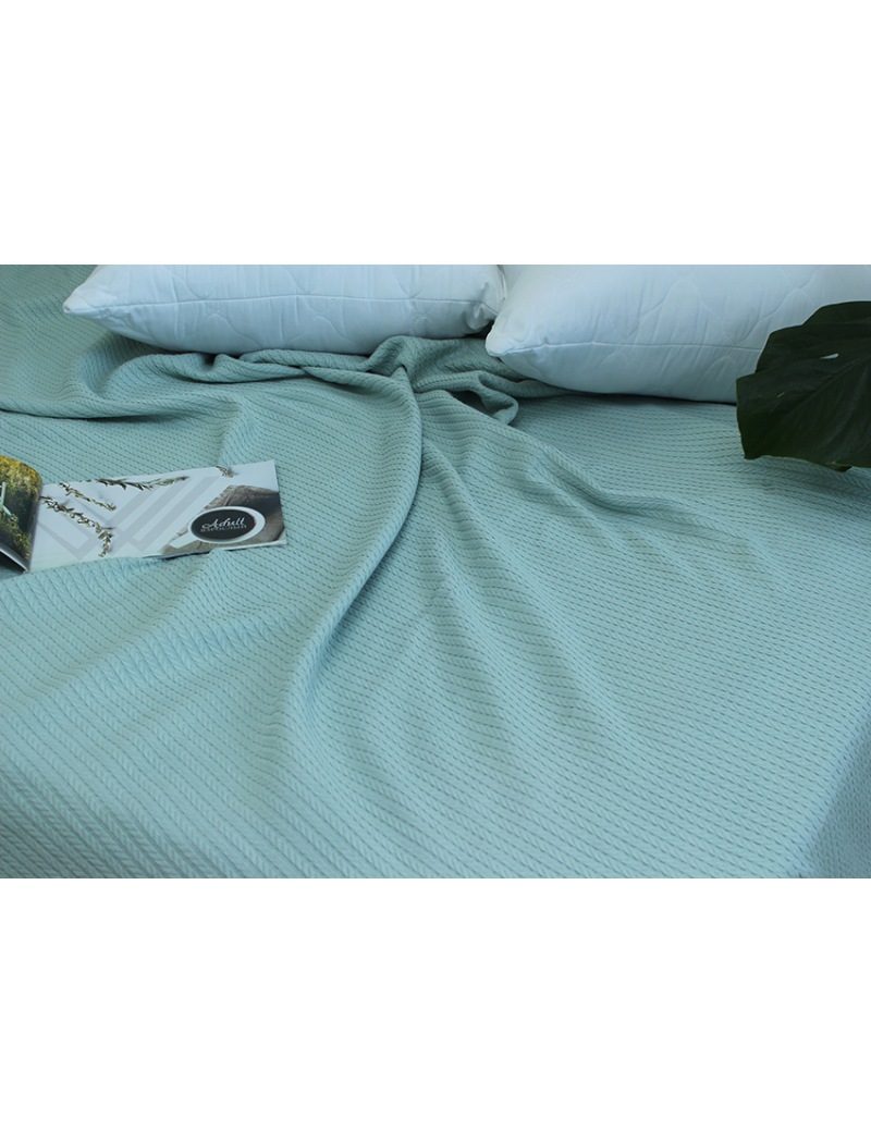 Простынь-покрывало пике 200х235 см. Косичка голубая