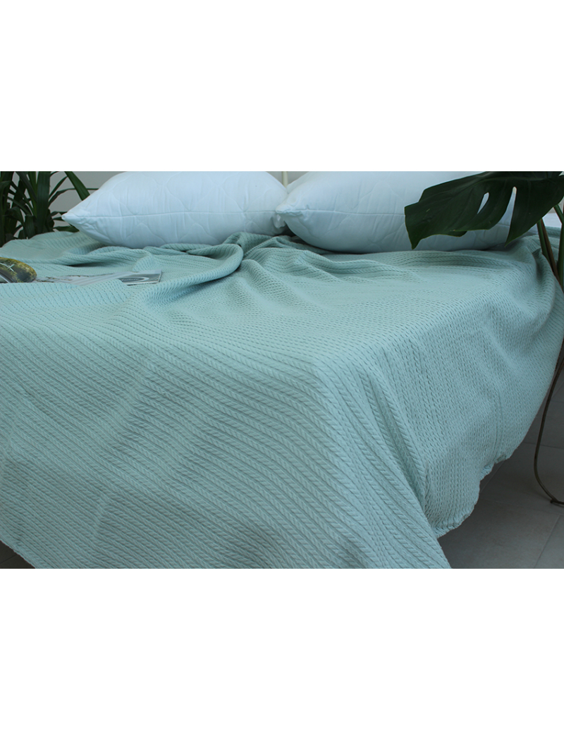 Простынь-покрывало пике 160х235 см. Косичка голубая