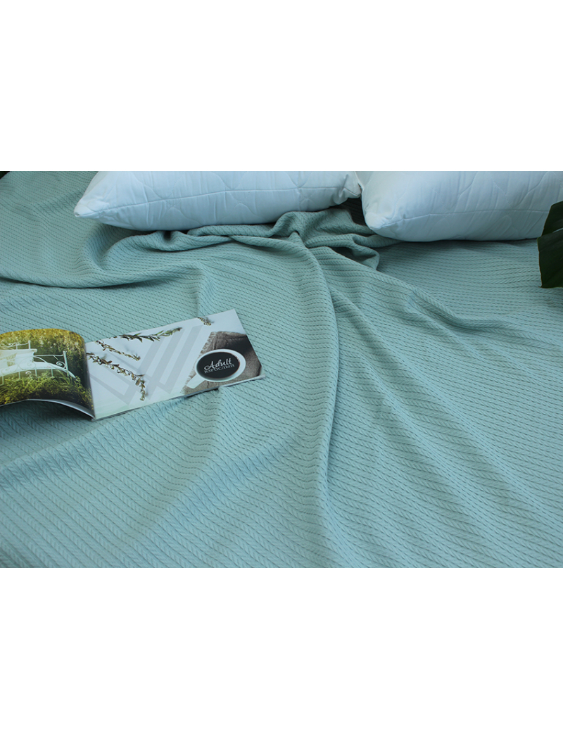 Простынь-покрывало пике 160х235 см. Косичка голубая