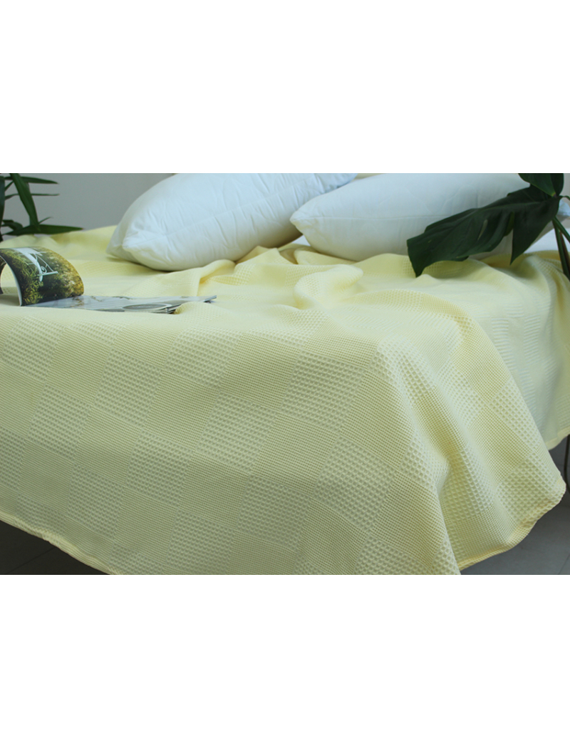 Простынь-покрывало пике 160х235 см. Клетка желтая