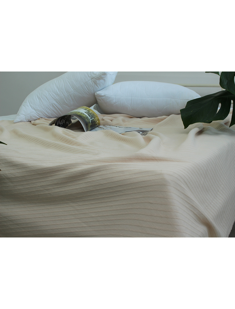 Простынь-покрывало пике 160х235 см. Полоса бежевая