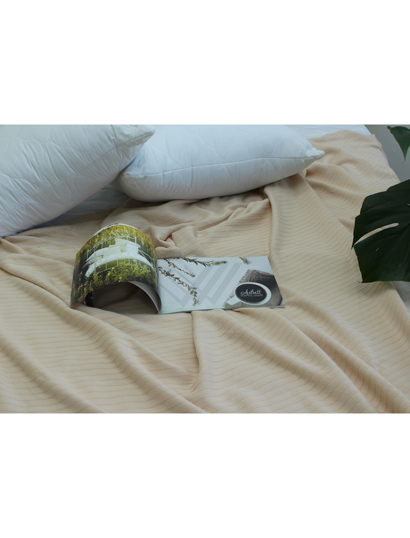 Простынь-покрывало пике 160х235 см. Полоса бежевая