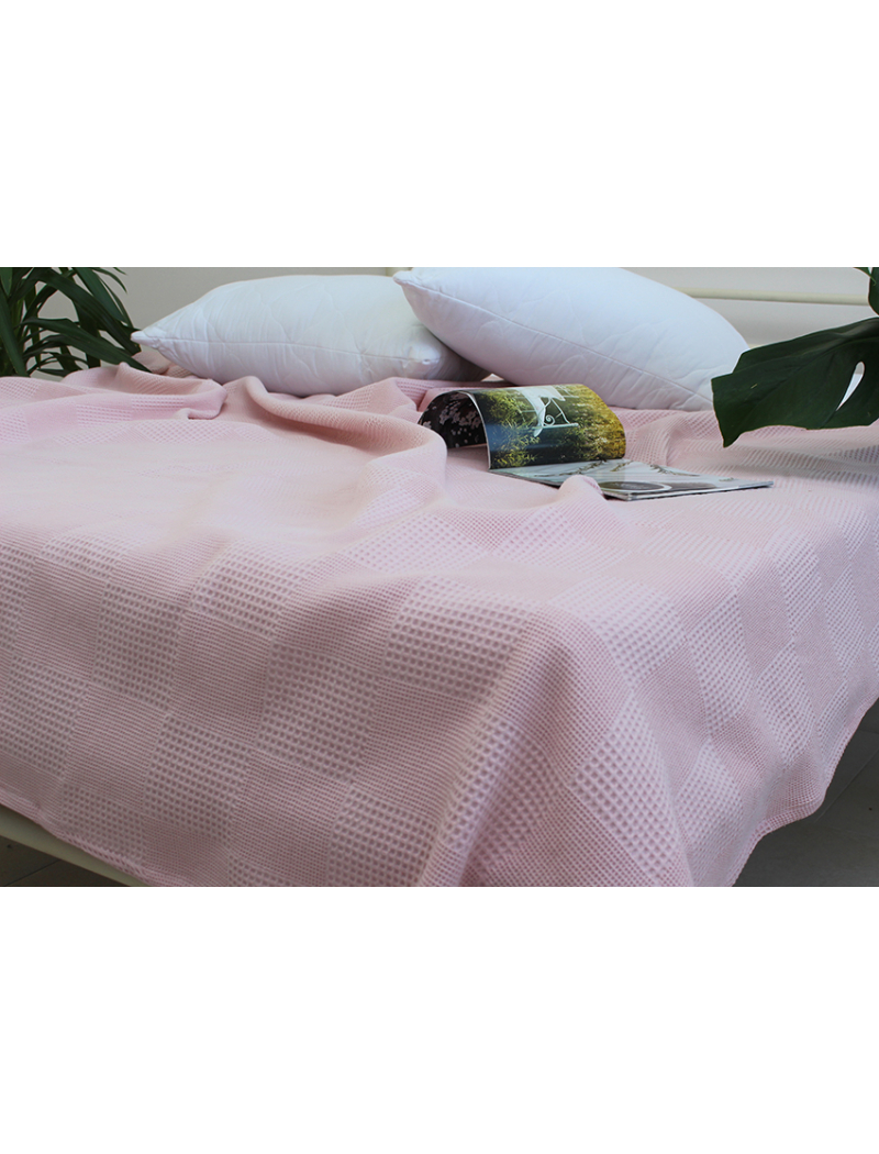 Простынь-покрывало пике 200х235 см. Клетка пудра
