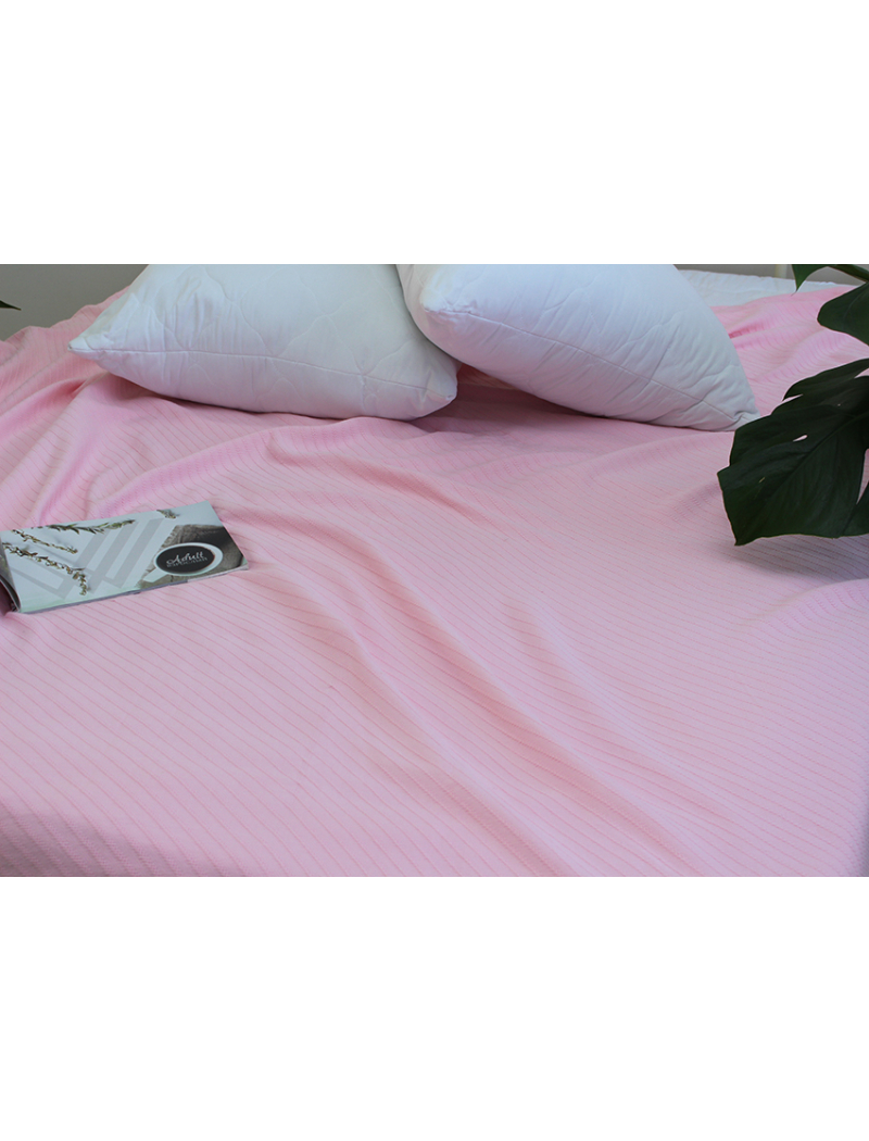 Простынь-покрывало пике 160х235 см. Полоса розовая