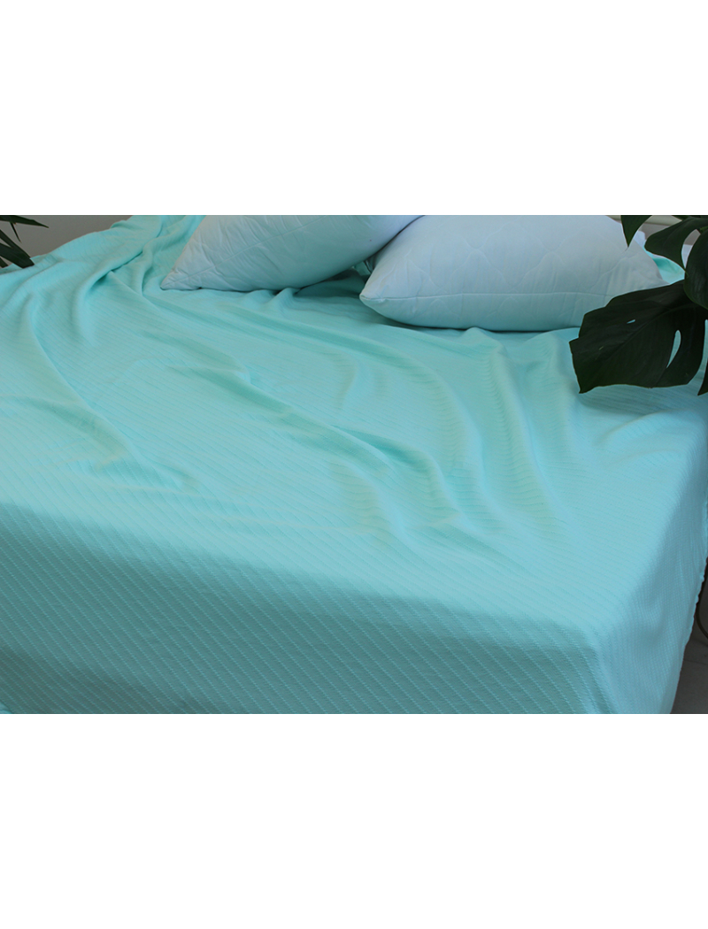 Простынь-покрывало пике 160х235 см. Полоса ментол