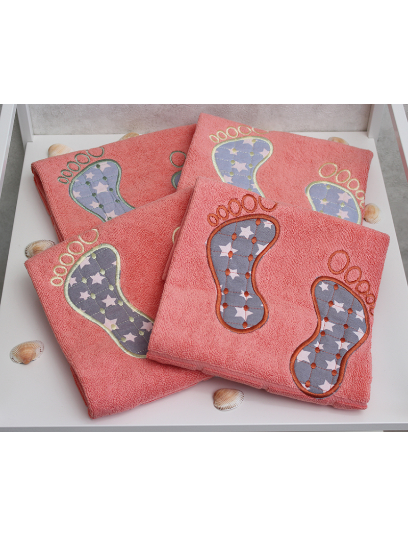 Полотенце махровое Ножки цвет: коралловый (Турция)