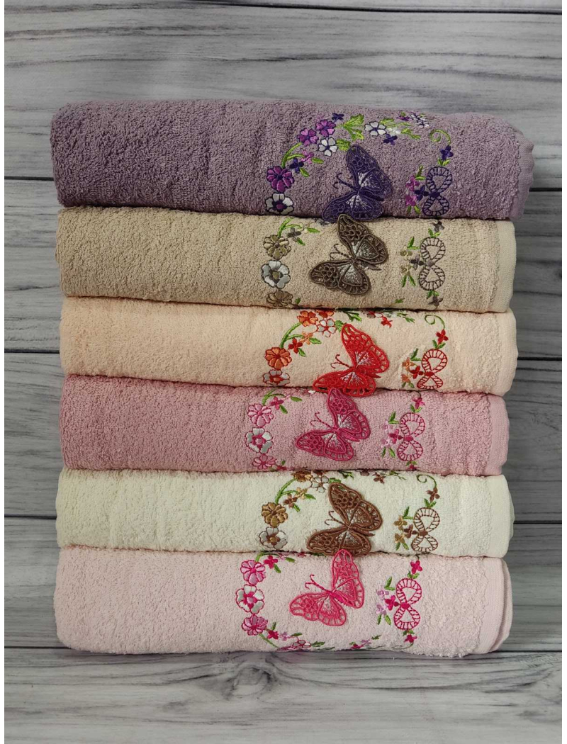 3D Kelebek 70х140см., 6 шт/уп. Банні махрові рушники Mame Туреччина